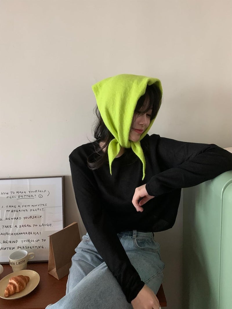TYATVS Knit Triangle Scarf for Women Knitted Head Scarf Y2k Bandana Fisherman Downtown Girl Aesthetic Accessories - Image 4